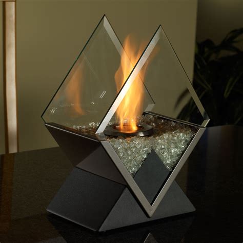 glass table top fireplace